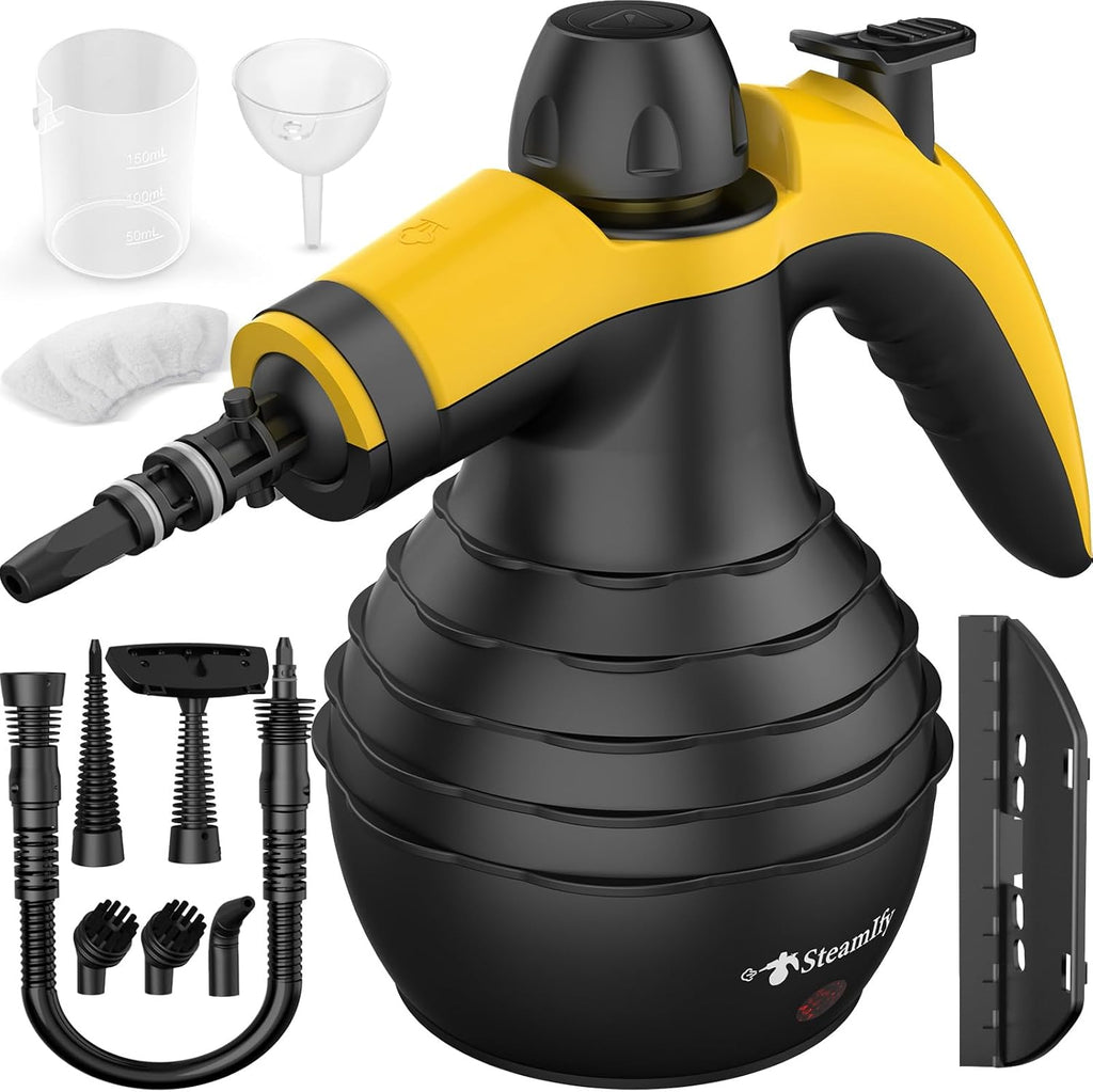 Pressurized Handheld Steam Cleaner with 10Pcs Accessories & Safety Lock, Multi-Purpose & Powerful Home Use Steamer for Cleaning, Car, Bathroom, Shower, Upholstery, Grout, Window